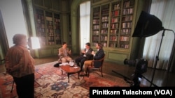 Curators of 'Great and Good Friends' interview with VOA Thai at Meridian House, Washington, DC.