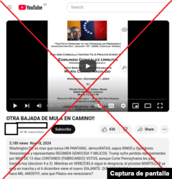 Captura de desinformación en YouTube.