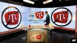 Qrim-tatarlarning "ATR" telekanali studiyasi, Simferopol, Qrim, 2015-yil, 31-mart
