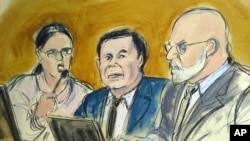 Imagen ilustrativa del juicio al narcotraficante mexicano Joaquín "El Chapo" Guzmán en un tribunal en Brooklyn, el jueves 7 de febrero de 2019.