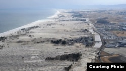 Giant tsunami waves hit coast of Japan.