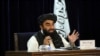 Taliban spokesman Zabihullah Mujahid speaks during a press conference in Kabul, Afghanistan, Sept. 7, 2021.
