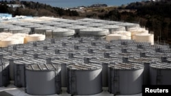 Storage tanks for radioactive water are seen at Tokyo Electric Power Co's (TEPCO) tsunami-crippled Fukushima Daiichi nuclear power plant in Okuma town, Fukushima prefecture, Japan, Feb. 18, 2019.