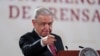 Presiden Meksiko Andres Manuel Lopez Obrador berbicara dalam konferensi pers harian di Mexico City, pada 7 September 2023. (Foto: Reuters/Raquel Cunha)