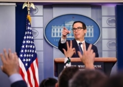 U.S. Secretary of the Treasury Steven Mnuchin speaks in the briefing room of the White House in Washington, Oct. 11, 2019.