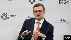 Міністр закордонних справ України Дмитро Кулеба на Мюнхенській конференції з безпеки 17 лютого 2024 року. Фото: Homas Kienzle/AFP