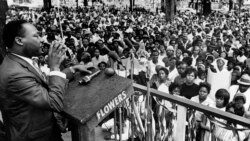 Birmingham Civil Rights District April 30, 1966 photo, The Rev. Martin Luther King Jr. addresses a crowd of some 3,000 persons in Birmingham, Alabama