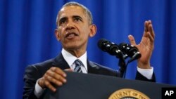FILE - President Barack Obama speaks at MacDill Air Force Base in Tampa, Florida, Dec. 6, 2016. 
