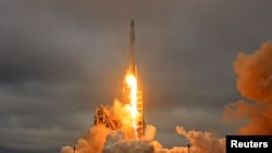 A SpaceX Falcon 9 rocket lifts off on a supply mission to the International Space Station from historic launch pad 39A at the Kennedy Space Center in Cape Canaveral, Florida, Feb. 19, 2017.