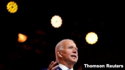 El presidente electo Joe Biden se dirige a la nación desde Wilmington, Delaware, con motivo del Día de Acción de Gracias, el 25 de noviembre de 2020.