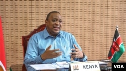 Rais Uhuru Kenyatta wa Kenya akizungumza kwa njia ya video.