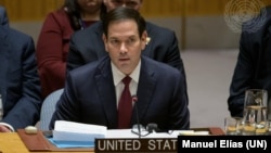 美国国务卿马尔科·卢比奥出席联合国安理会关于维护乌克兰和平与安全的会议并发表讲话。(2025年9月23日)