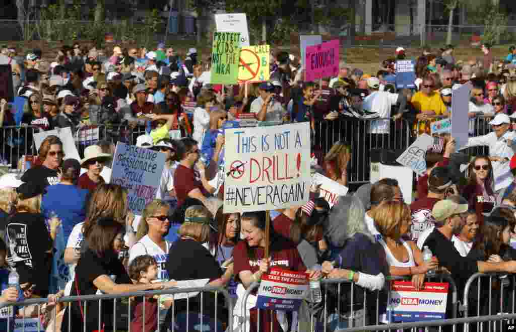 Participants gather during the "March For Our Lives-Parkland" event, in Parkland, Fla.