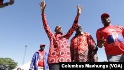 Zimbabwe’s main opposition party leader, Nelson Chamisa arriving in Marondera district about 80 km east of Harare, November 10, 2018 to address members of his the Movement for Democratic Change .