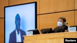 Brat Džordža Flojda, Filoniz Flojd preko video linka se obraća visokoj komesarki za ljudska prava MIšel Bašele na debati o kršenju ljudskih prava i sistemskom rasizmu, u Ženevi, 17. juna 2020. (Foto: Reuters)