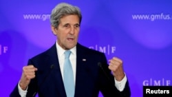 Le Secrétaire d'Etat John Kerry à Bruxelles le 4 octobre 2016. (Reuters/ Francois Lenoir)