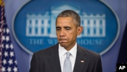 Barack Obama lors d'un point de presse à la Maison Blanche