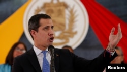El presidente interino de Venezuela, Juan Guaidó, durante una reunión en Caracas, Venezuela, el 21 de febrero del 2020. 