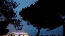 The MSC Grandiosa cruise ship leaves the Chantiers de l'Atlantique shipyard site in Saint-Nazaire, Oct. 31, 2019.