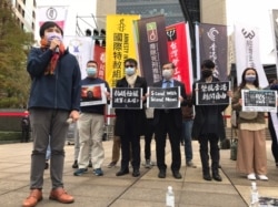 位於台北的經濟民主連合研究員江旻諺 (美國之音記者顧展瓏攝)