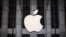 FILE - An Apple logo hangs above the entrance to the Apple store on 5th Avenue in the Manhattan borough of New York City, July 21, 2015. 