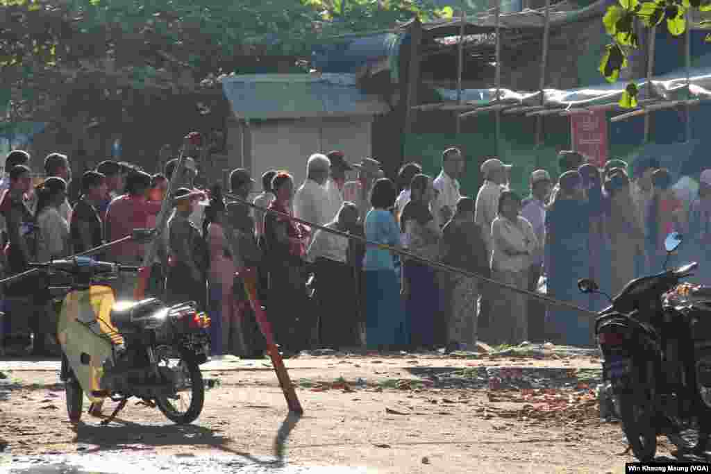 Voters lining up to vote in a polling station in Pyay Township. Nov. 8th, 2015
