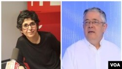 رولاند مارشال (راست) و فریبا عادلخواه دو شهروند فرانسوی زندانی در ایران