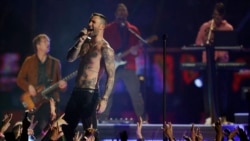 Adam Levine of Maroon 5 performs during halftime of the NFL Super Bowl 53 football game between the Los Angeles Rams and the New England Patriots Sunday, Feb. 3, 2019, in Atlanta.