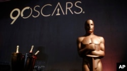An Oscar statue appears in the ballroom during the 89th Academy Awards Nominees Luncheon at The Beverly Hilton Hotel in Beverly Hills, California, Feb. 5, 2018.