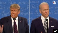 El presidente Donald Trump y el exvicepresidente Joe Biden en un momento del debate celebrado en Cleveland, Ohio, el 29 de septiembre.
