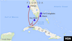 Possible host ports for ferry service between Florida and Cuba