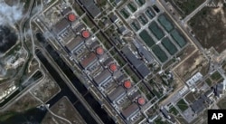 This image provided by Maxar Technologies, shows the Zaporizhzhia Nuclear Power Plant in Southern Ukraine on Friday June 30, 2023. Ukraine and Russia are accusing each other of planning to attack one of the world’s largest nuclear power plants.