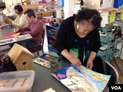 Visual artist Vanessa Monroe at Art Enables, a non-profit gallery and studio in Washington, D.C.. (J. Taboh/VOA)