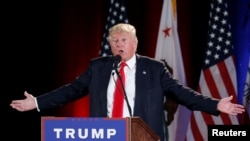 Republican presidential candidate Donald Trump speaking this month in California.
