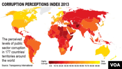 EMBARGOED-2013 Transparency International Corruption Index, World Map