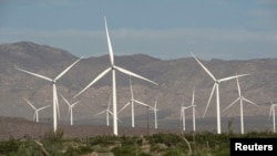 Turbinas eólicas Siemens de 2.37 megavatios (MW) generadoras de energía en la instalación eólica Ocotillo en California, 29 de mayo de 2020.