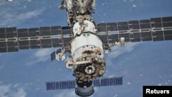 The International Space Station (ISS) photographed by Expedition 56 crew members from a Soyuz spacecraft after undocking, October 4, 2018. (NASA/Roscosmos/Handout via REUTERS)