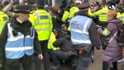 反對中國在倫敦興建新大使館抗議期間有示威者被捕