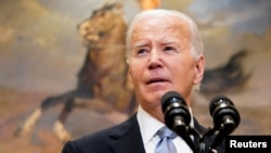 資料照片：美國總統拜登在白宮就前總統特朗普經歷的槍擊事件發表演說。 (2024年7月21日)
