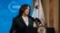 La vicepresidenta Kamala Harris toma la palabra durante la cumbre climática celebrada el 22 de abril de 2021.