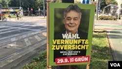 位於奧地利首都維也納的奧地利綠黨競選廣告看板。