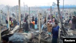 မီးလောင်သွားတဲ့ ကော့ဇ်ဘဇားက ရိုဟင်ဂျာဒုက္ခသည်စခန်း အိမ်ရာတချို့ 