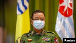 FILE - Myanmar's military spokesman General Zaw Min Tun.