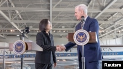 Taiwan's President Tsai Ing-wen meets the U.S. Speaker of the House Kevin McCarthy, in Simi Valley, California