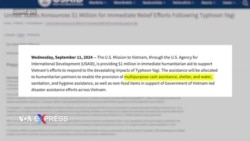 Mỹ viện trợ Việt Nam 1 triệu đô để khắc phục hậu quả bão Yagi 