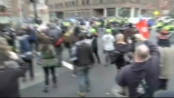Anti Trump Protest Police Water Hose 12th St and L St Washington DC