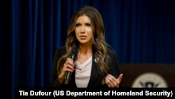 Secretary Kristi Noem speaks to U.S. Immigration and Customs Enforcement (ICE) Special Agents at ICE Headquarters in Washington, D.C.