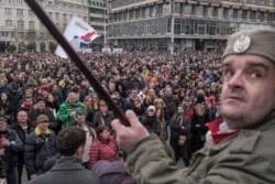 Protest protiv mera za suzbijanje epidemije kovida 19, u Beogradu, 20. marta 2021 (Foto: Rojters, Marko Đurica)