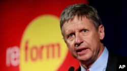FILE - Libertarian Party presidential candidate Gary Johnson.