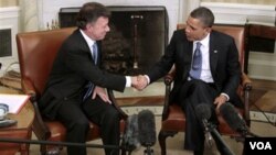El presidente Santos y Obama se reunieron semanas antes de la aprobación del Congreso.